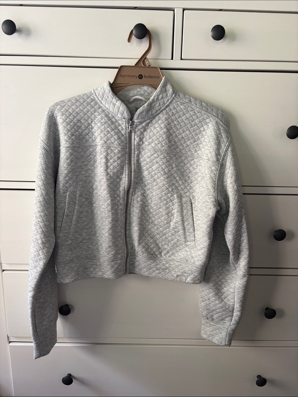 Gilly Hicks Light Gray Quilted Bomber Jacket